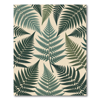 Emerald Green Fern Foliage Pattern Rug
