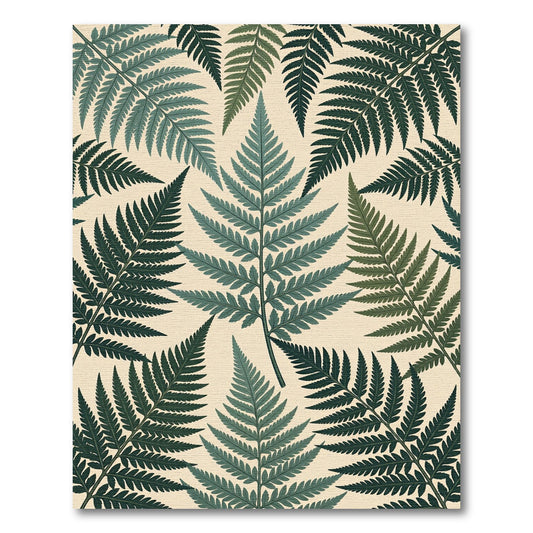 Emerald Green Fern Foliage Pattern Rug