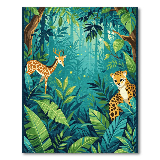 Lush Jungle Wildlife Rich Teal Green Rug