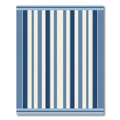 Classic Blue and Cream Striped Rug
