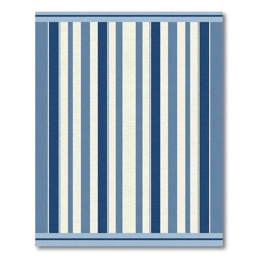 Classic Blue and Cream Striped Rug