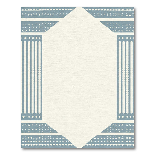 Blue Column Geometric Frame Rug