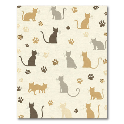 Whimsical Cat Paw Print Collection Rug
