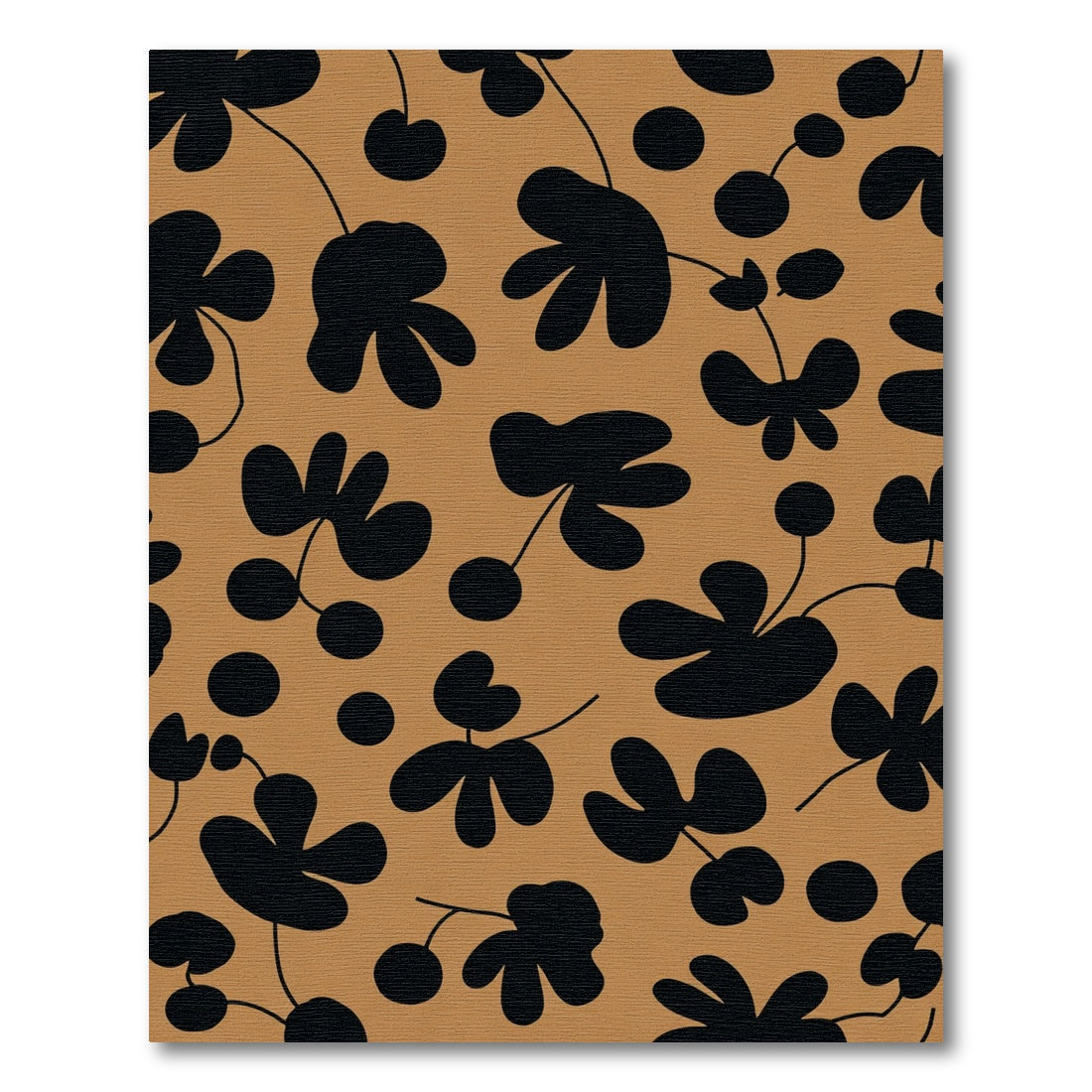 Black Floral Branches Terracotta Background Rug
