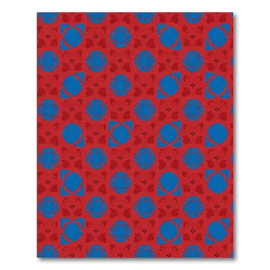 Red Blue Geometric Mandala Rug