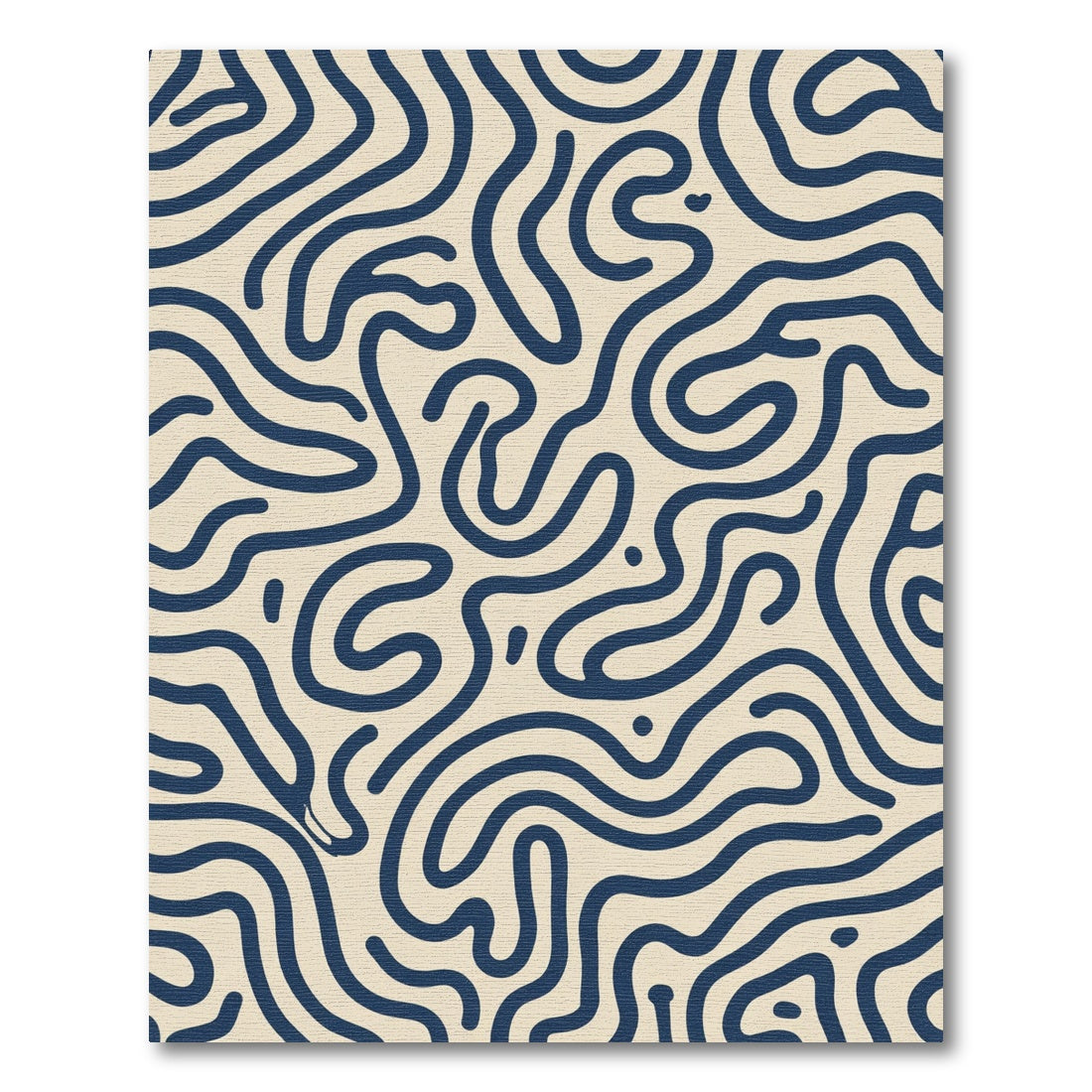 Abstract Navy Swirls Over Cream Rug