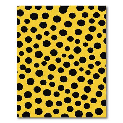 Abstract Yellow Black Polka Dot Rug
