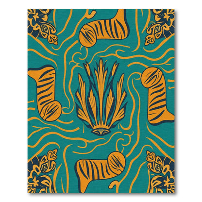 Bold Orange Tiger Stripe Seaweed Rug