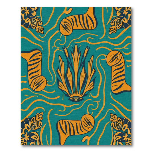 Bold Orange Tiger Stripe Seaweed Rug