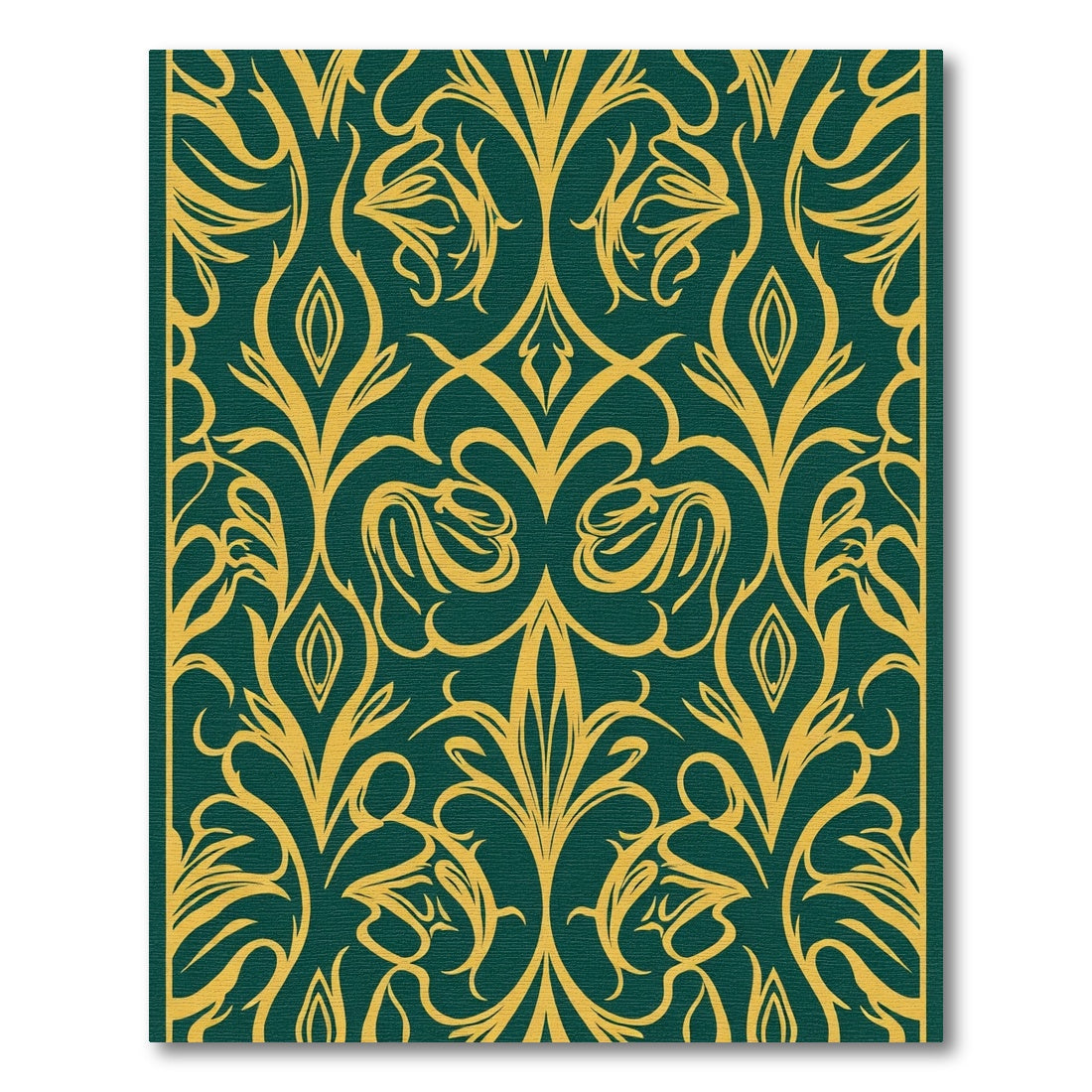 Emerald Gold Art Nouveau Floral Rug