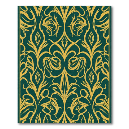 Emerald Gold Art Nouveau Floral Rug