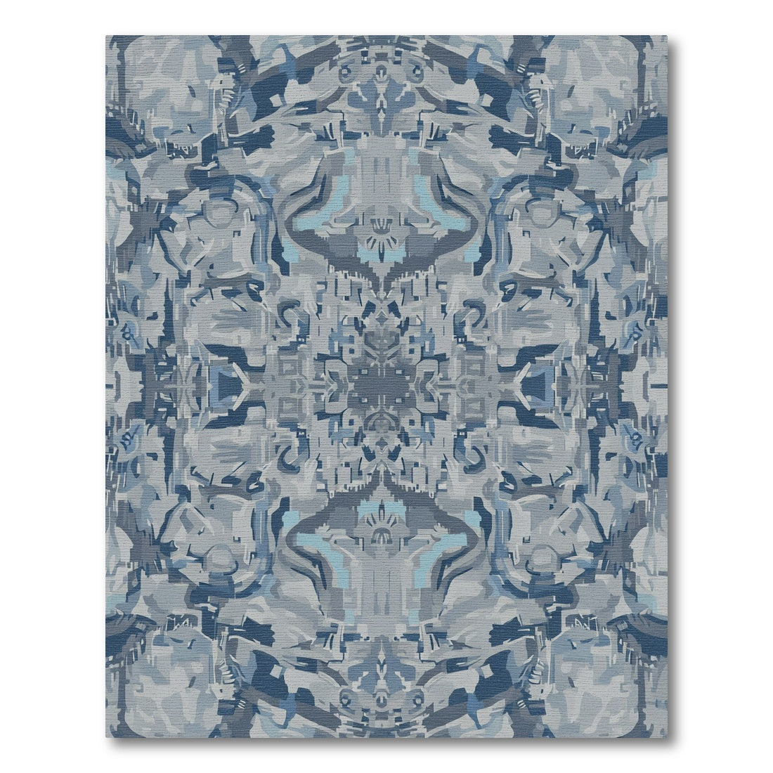 Abstract Blue Gray Geometric Collage Rug