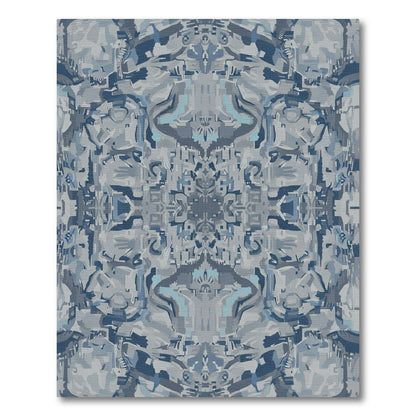 Abstract Blue Gray Geometric Collage Rug