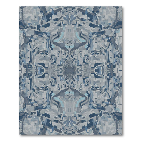 Abstract Blue Gray Geometric Collage Rug