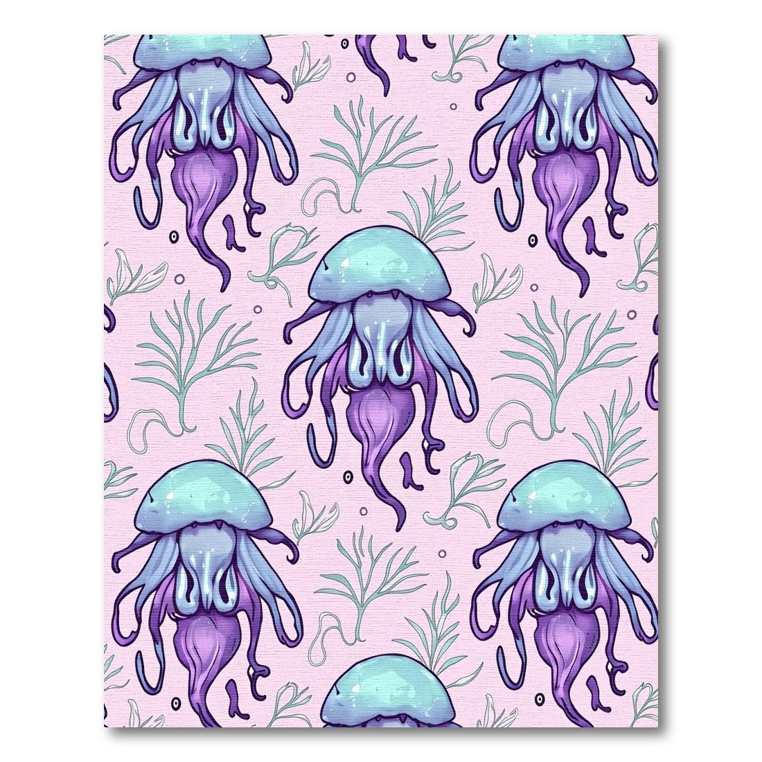 Aqua And Lavender Jellyfish Seaweeds Rug