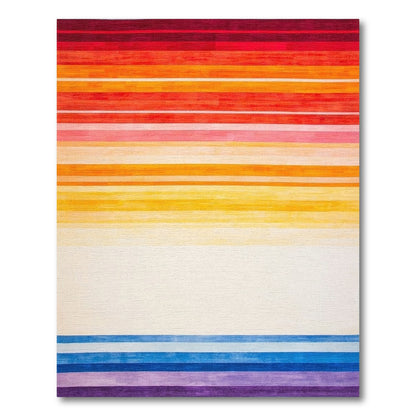 Vibrant Warm Cool Gradient Stripes Rug