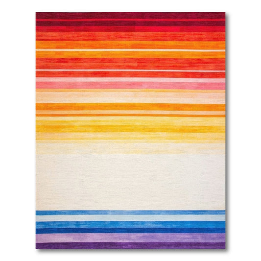 Vibrant Warm Cool Gradient Stripes Rug