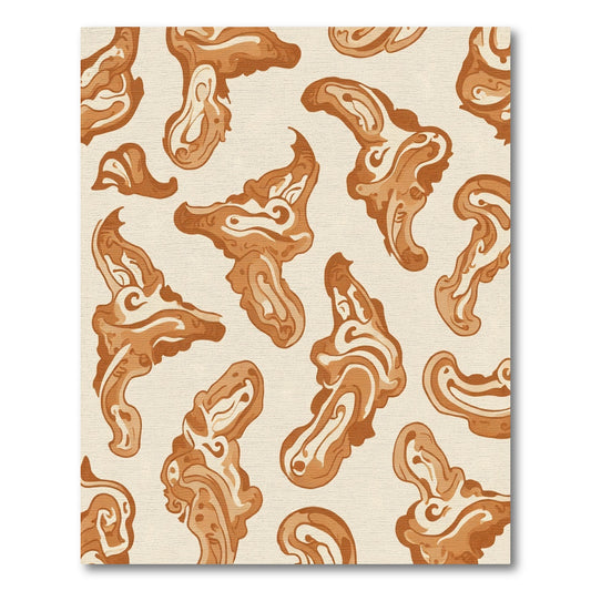 Burnt Orange Abstract Organic Shapes Rug