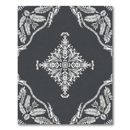 Ornate White Floral Vine Mandala Rug