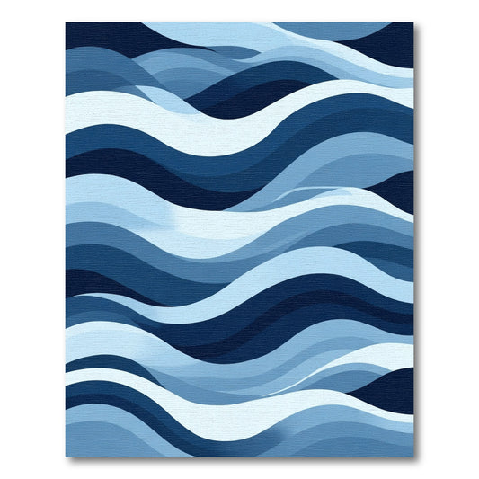 Oceanic Blue Layered Wave Rug