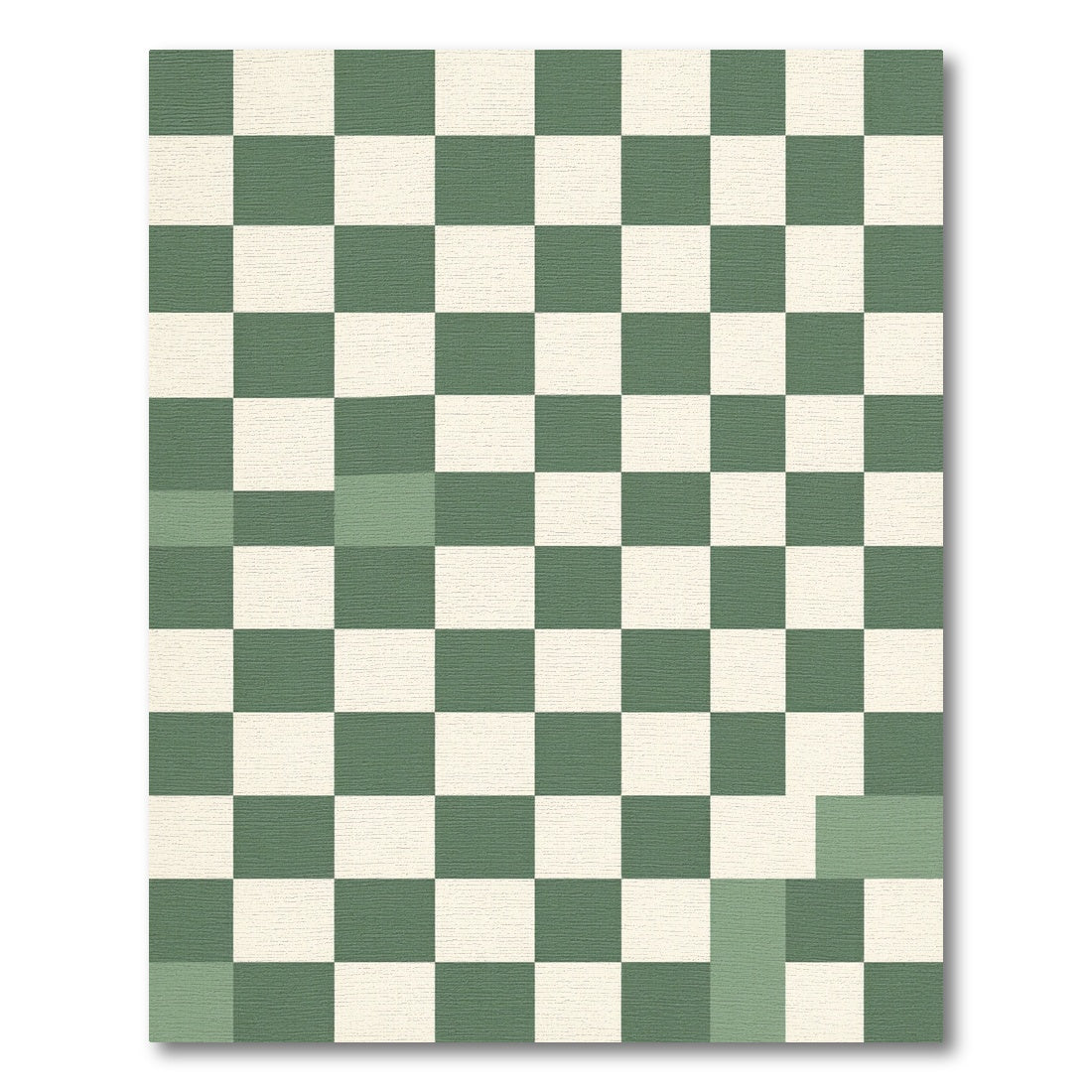 Sage Green Grid Checkered Minimalist Rug