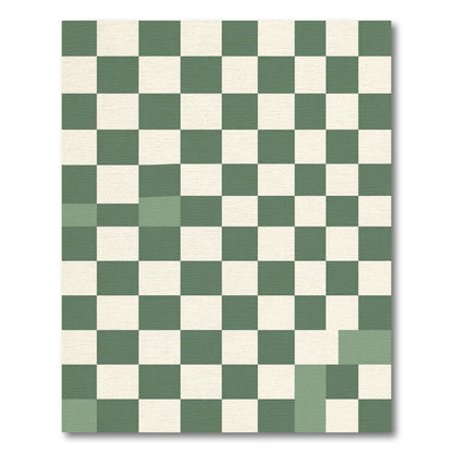 Sage Green Grid Checkered Minimalist Rug