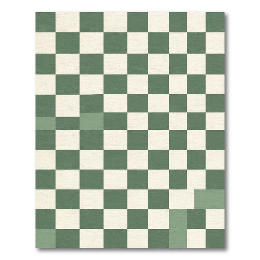 Sage Green Grid Checkered Minimalist Rug