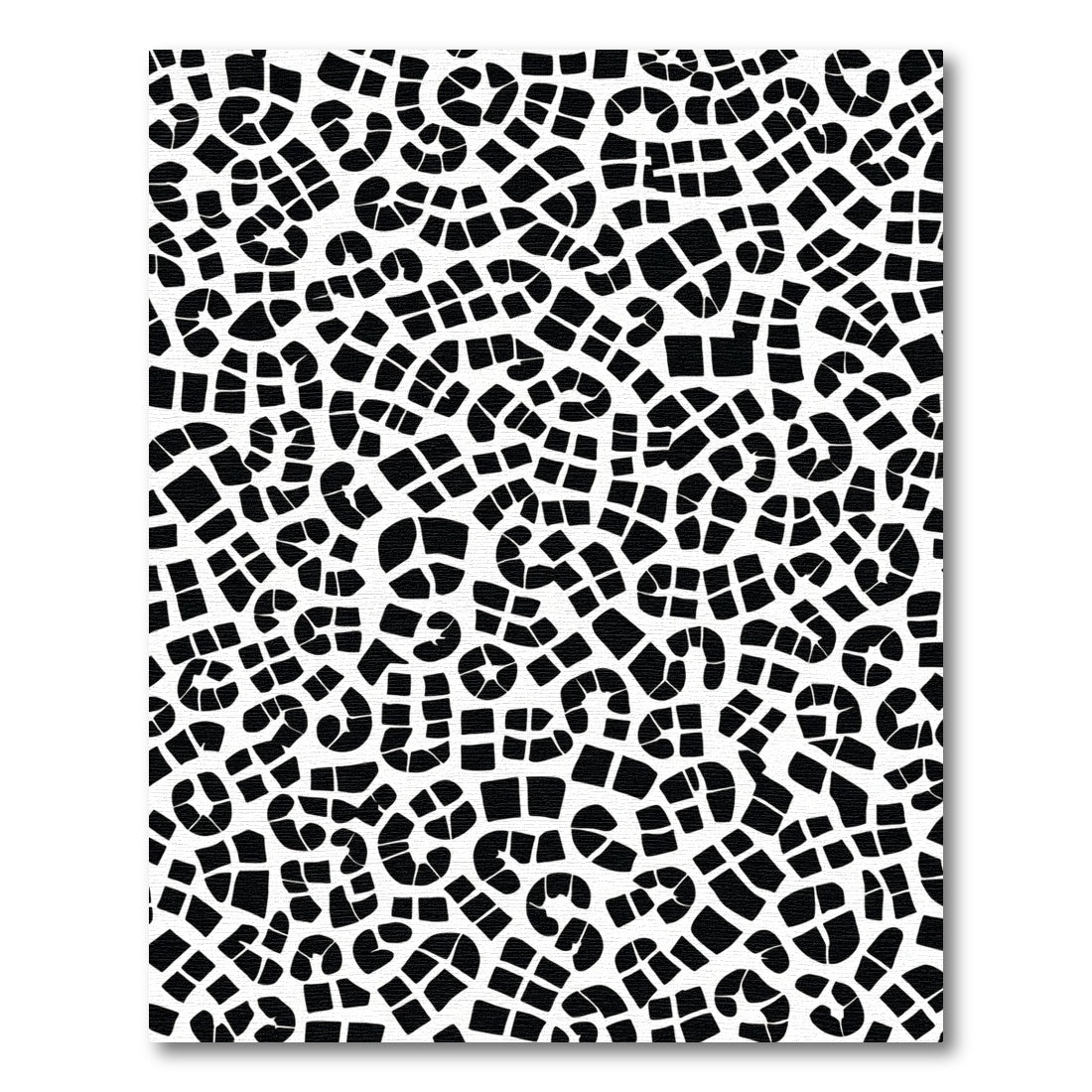 Abstract Black White Organic Curving Shapes Rug