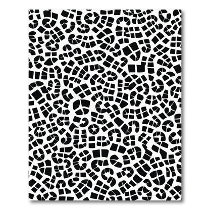 Abstract Black White Organic Curving Shapes Rug