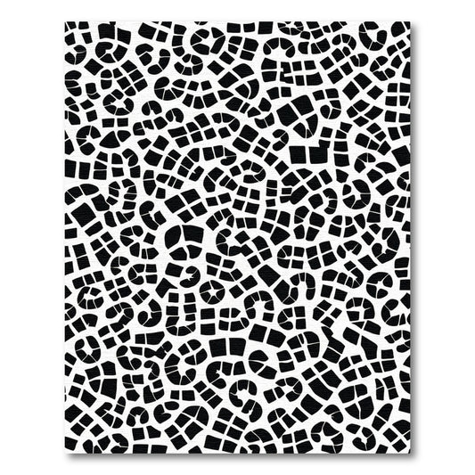 Abstract Black White Organic Curving Shapes Rug