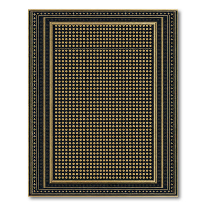 Gold Dot Bordered Black Area Rug