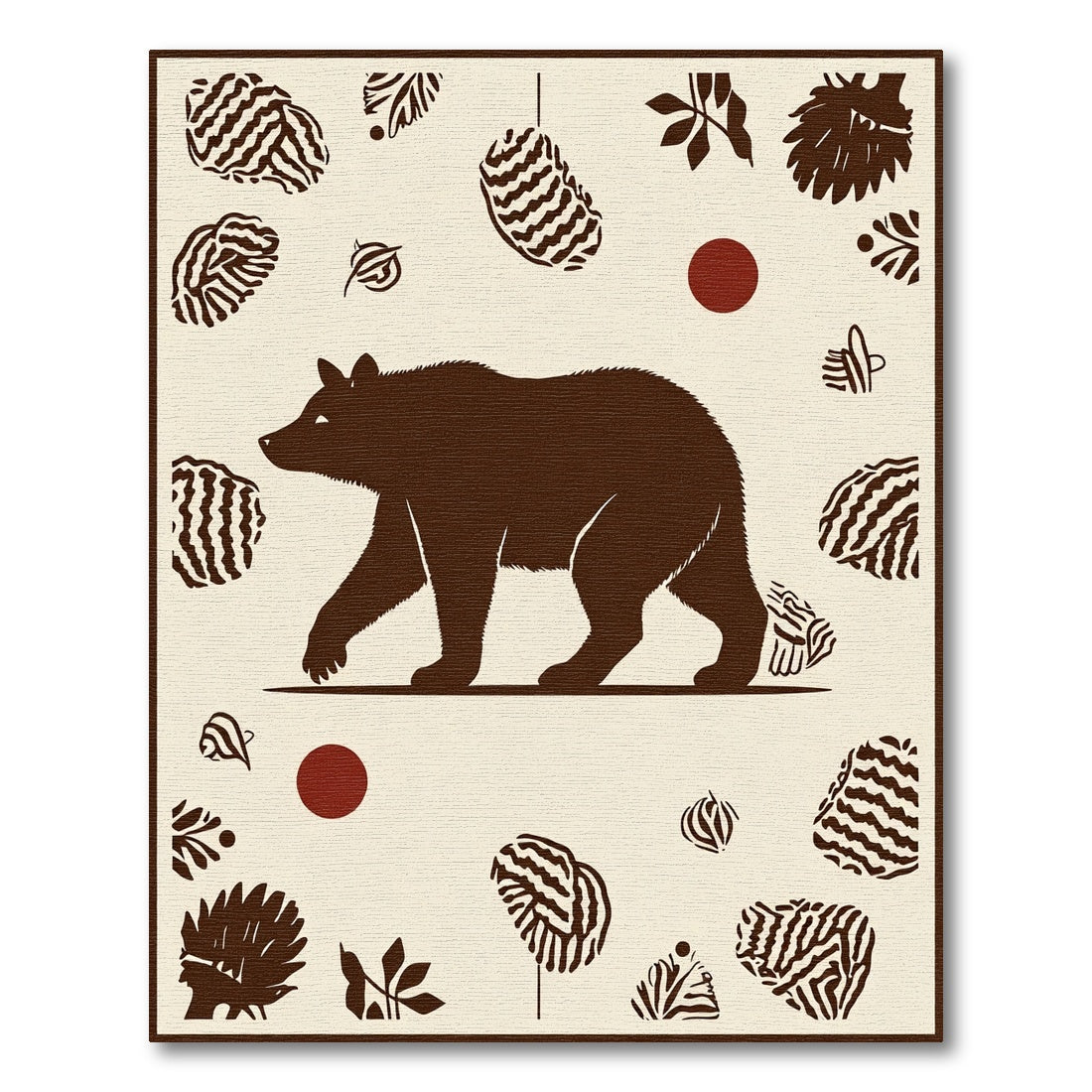 Brown Bear With Forest Accents Rug