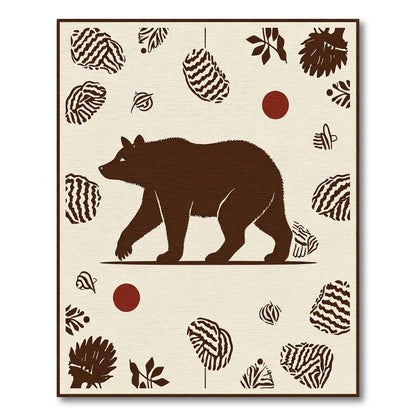Brown Bear With Forest Accents Rug
