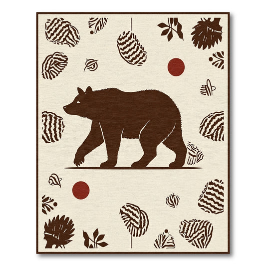 Brown Bear With Forest Accents Rug