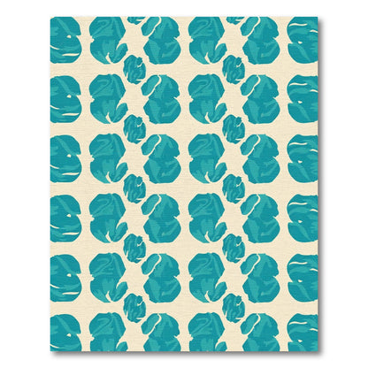 Teal Abstract Bloom Repeating Arrangement Rug