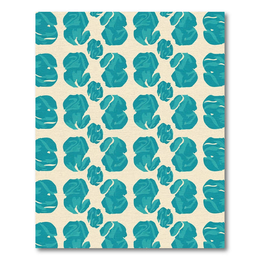 Teal Abstract Bloom Repeating Arrangement Rug