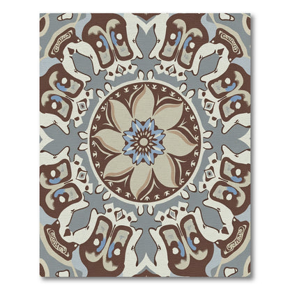 Brown Blue Mandala Sunburst Rug
