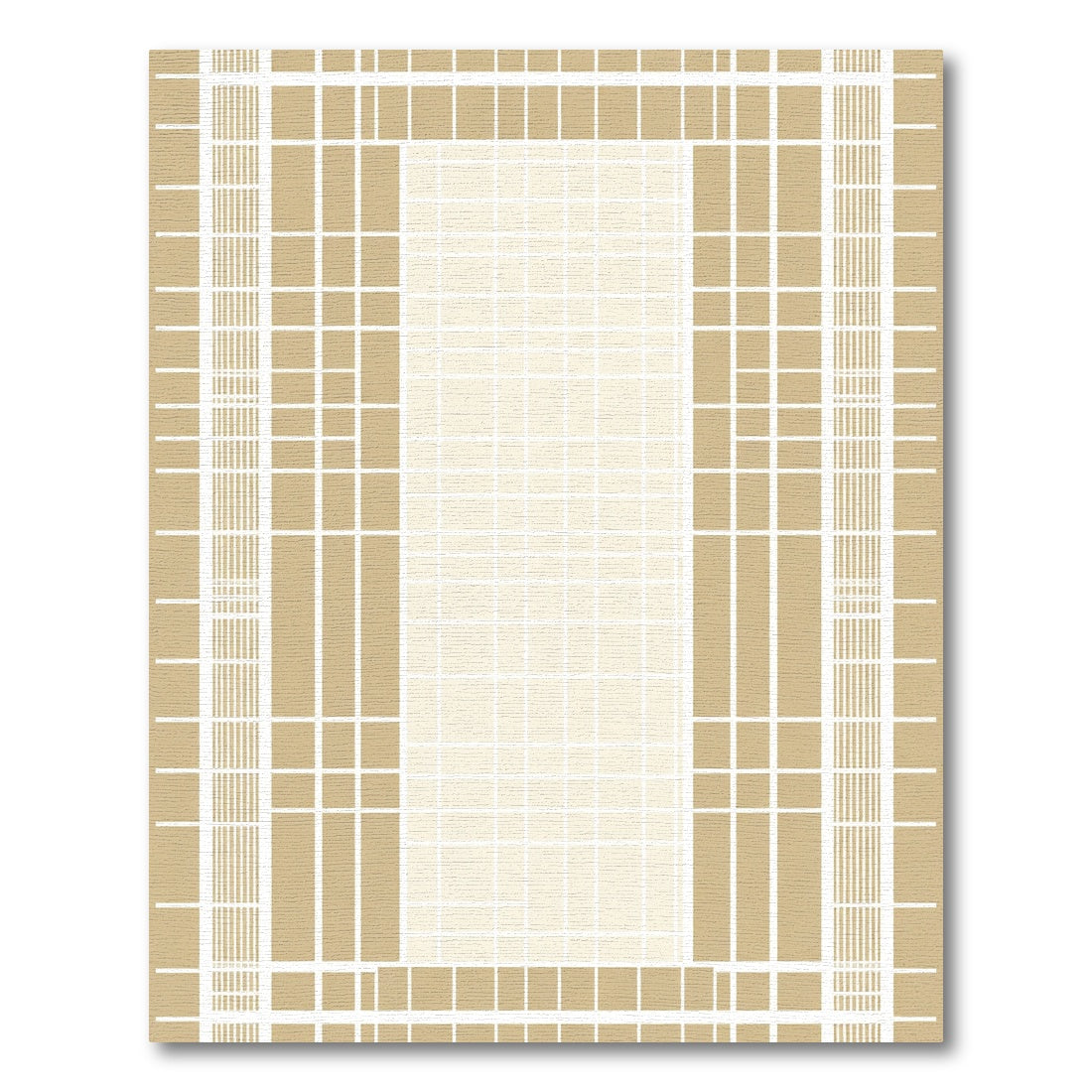 Beige Grid Frame Accent Rug