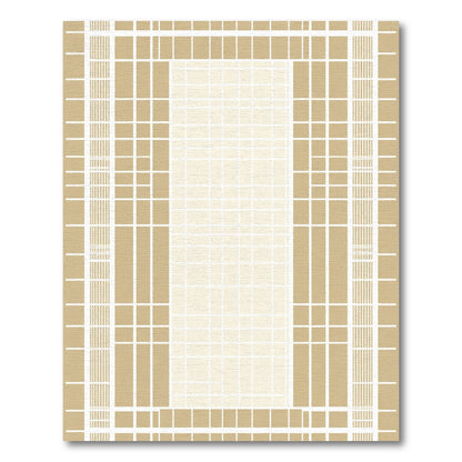 Beige Grid Frame Accent Rug