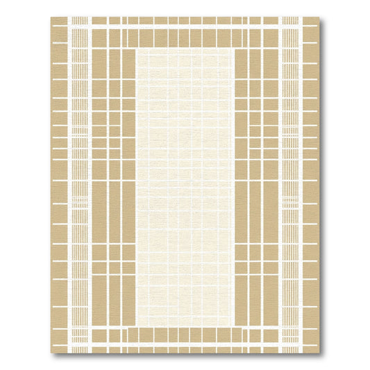 Beige Grid Frame Accent Rug