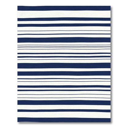 Dark Blue White Uneven Stripe Rug
