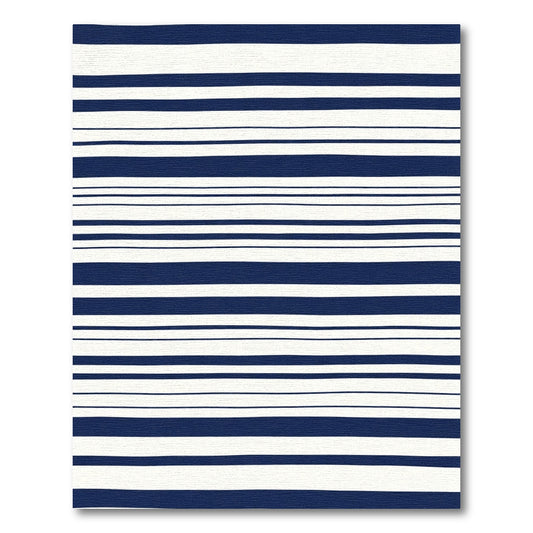 Dark Blue White Uneven Stripe Rug