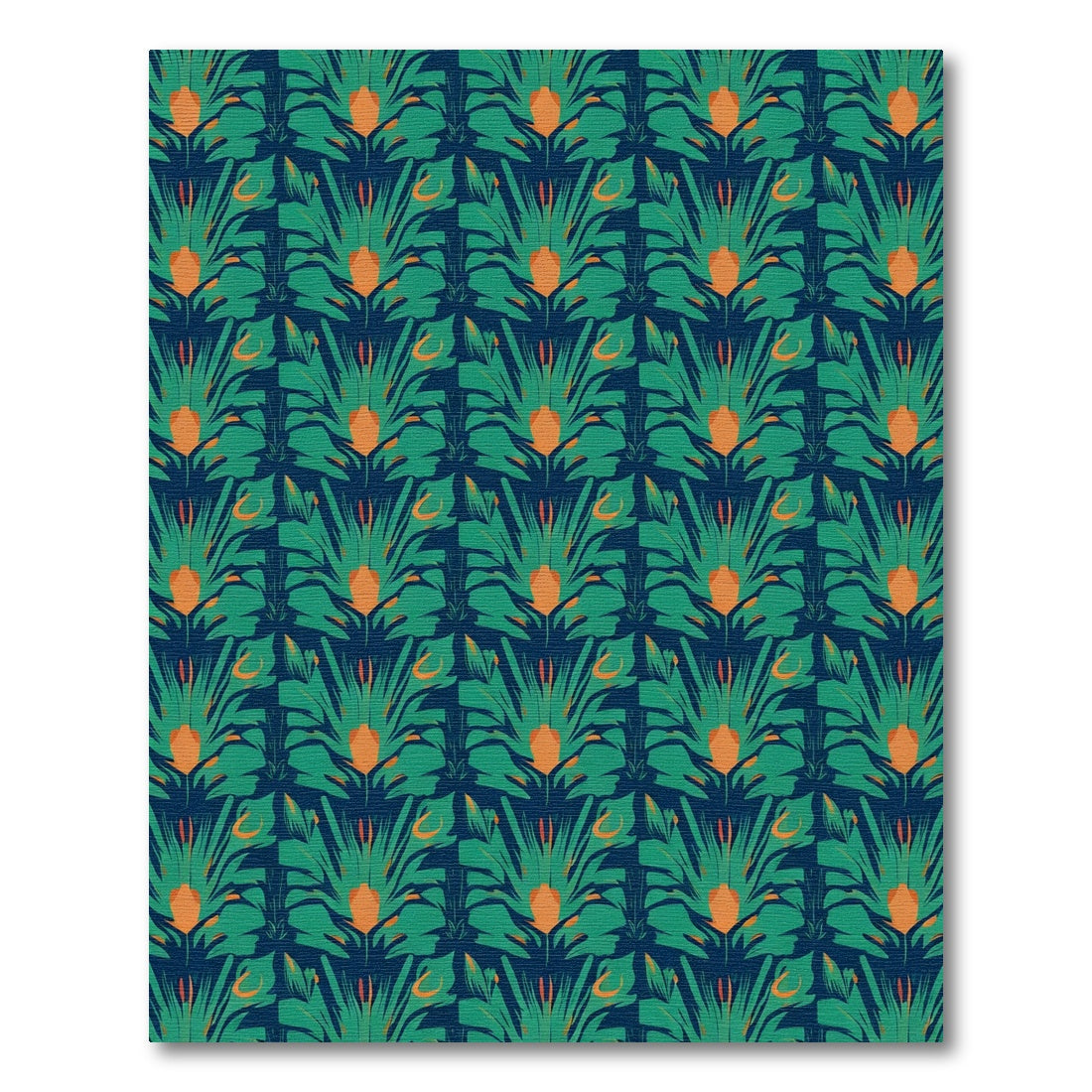 Emerald Teal Abstract Feather Rug