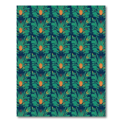 Emerald Teal Abstract Feather Rug