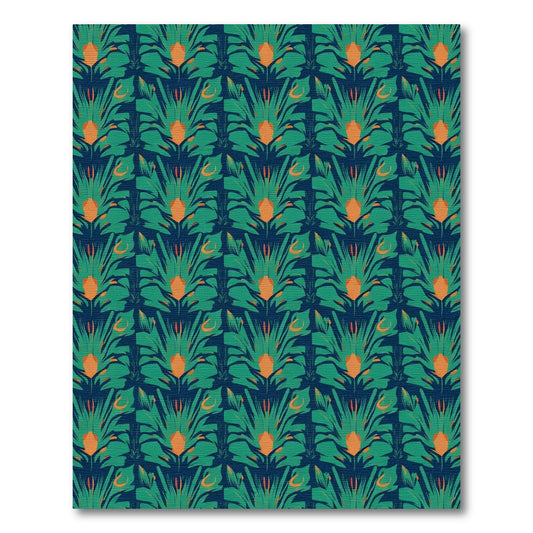 Emerald Teal Abstract Feather Rug