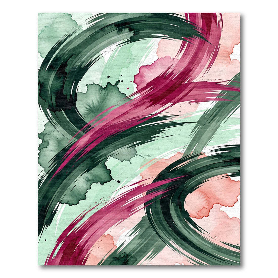 Abstract Emerald and Magenta Swirl Rug
