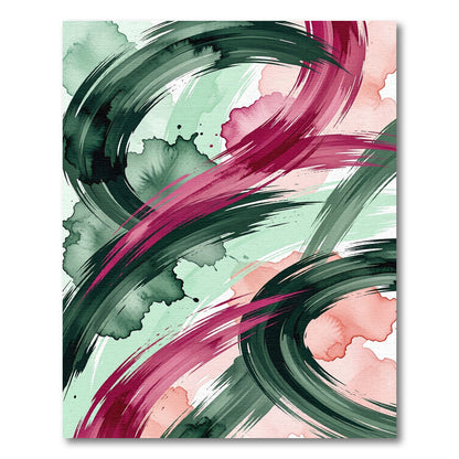 Abstract Emerald and Magenta Swirl Rug