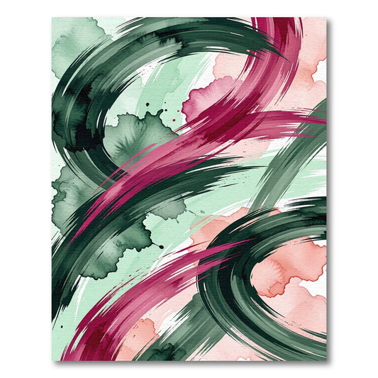 Abstract Emerald and Magenta Swirl Rug