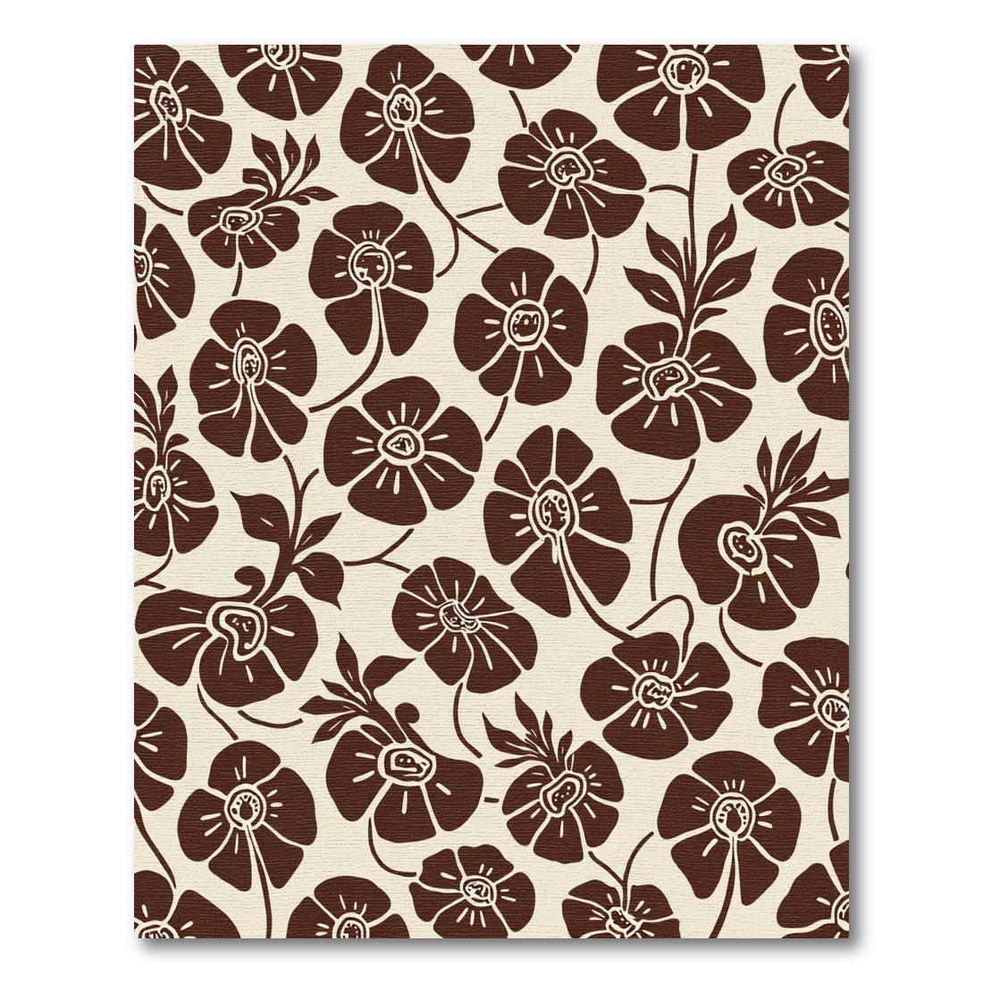 Brown Floral Garden Swirl Rug