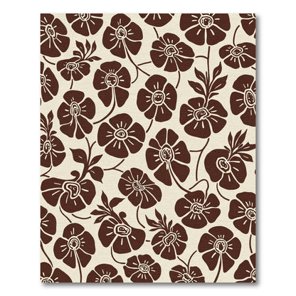 Brown Floral Garden Swirl Rug